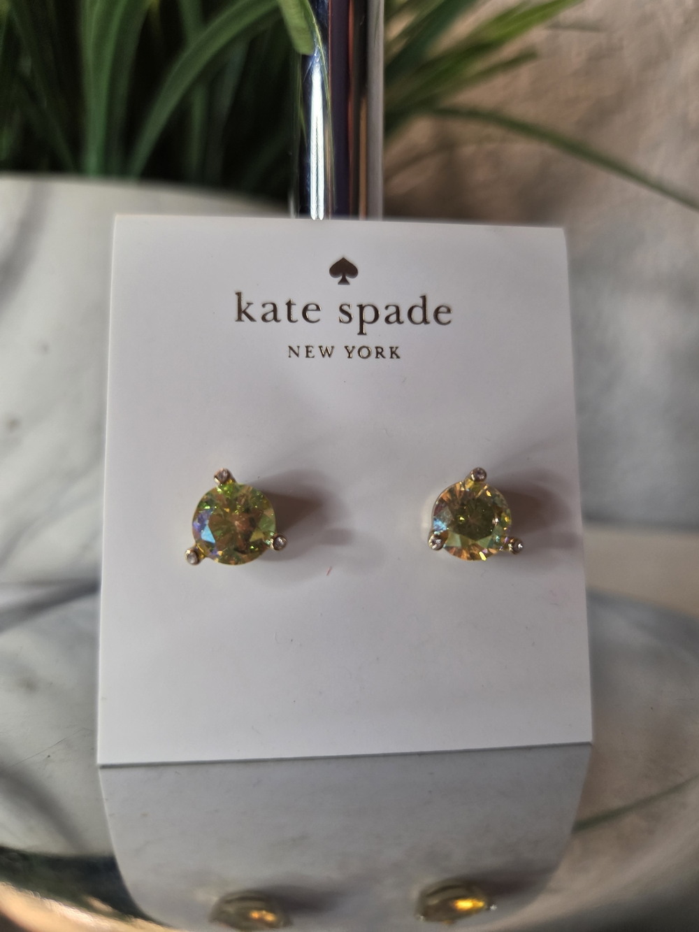 Kate Spade Iridescent Green Crystal Stud Earrings